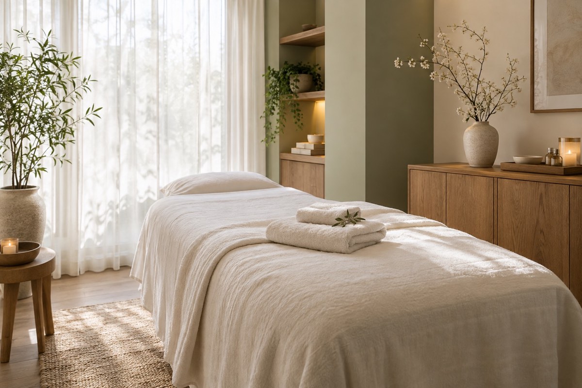 Concept image of a calm beauty treatment room